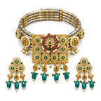 DEVIQ Sabz Mahal JS-1051 complete hasli set on white