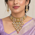 DEVIQ Aaina Bagh JS-1056 hasli set worn with saree