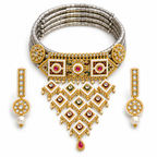 DEVIQ Aaina Bagh JS-1056 complete hasli set on white